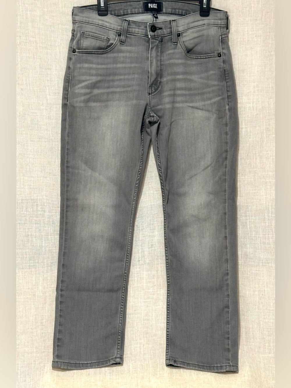 PAIGE Normandie Walter Slim Straight Jeans Gray Wash Stretch Denim Men’s
